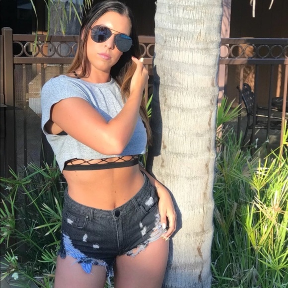 NEW Dark Gray Distressed Denim Shorts
